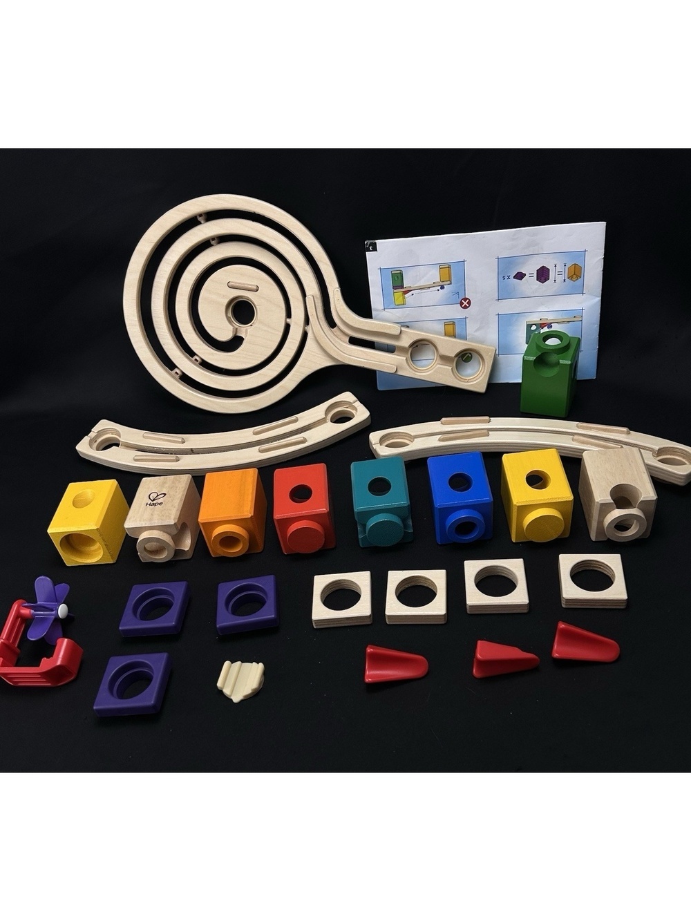 Hape Quadrilla Wooden Marble Run Pieces Lot Spinner, Spiral, Alternating & More